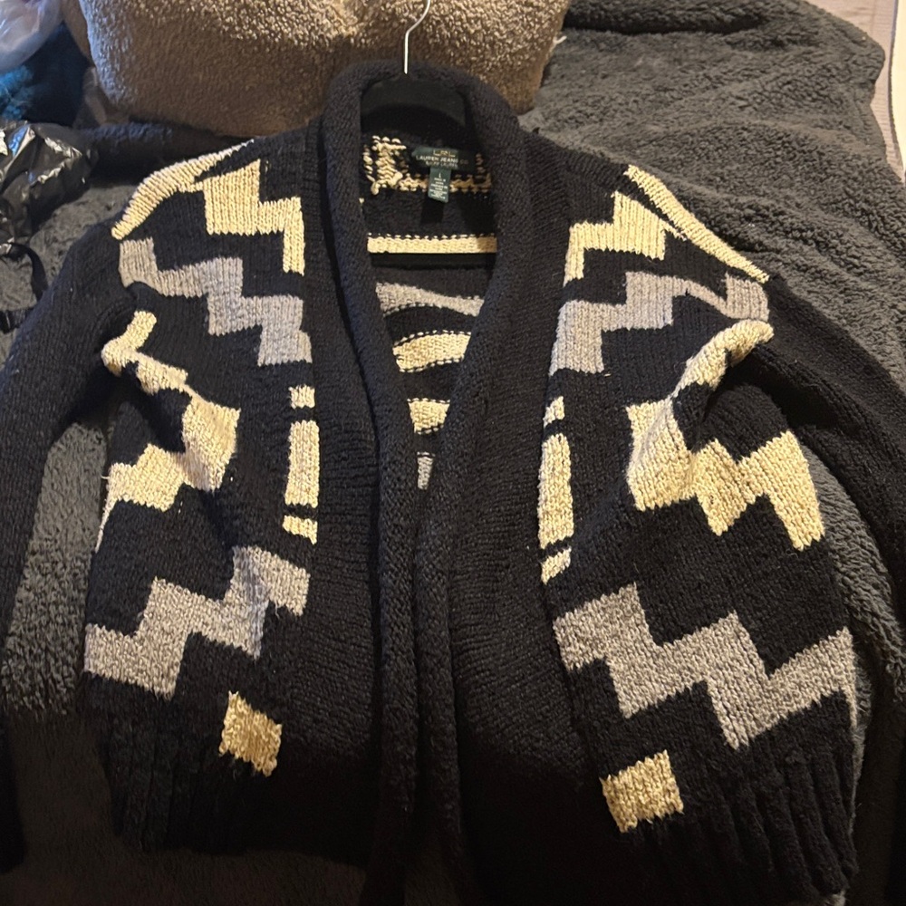 Ralph Lauren Black and Cream Knit Cardigan